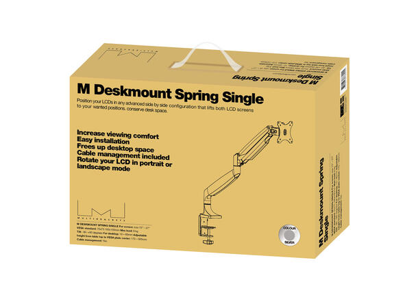 Multibrackets Deskmount Gas Spring Singl e Silver 