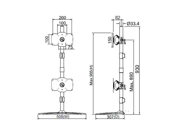 Multibrackets VESA Desktopmount Single S tand 24"-32" Expansion Kit 