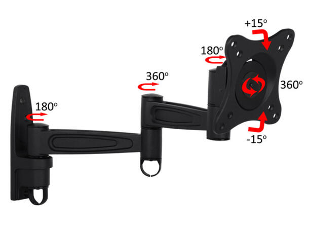 Multibrackets Veggfeste flexarm 360 III Svart, VESA 75 100 200, 15Kg 