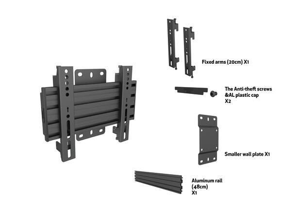 Multibrackets Wallmount Pro MBW1U Fixed 200 Black 