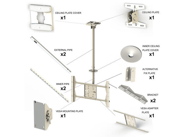 Multibrackets Public Ceilingmount Large Single White 3000 