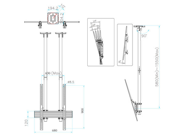 Multibrackets Ceiling Mount Pro MBC1UX2P SD 