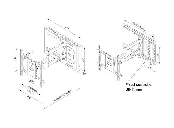 Multibrackets Hospitality Flexarm with S TB Enclosure White 