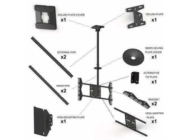 Multibrackets Public Ceilingmount Large Single Black 3000 