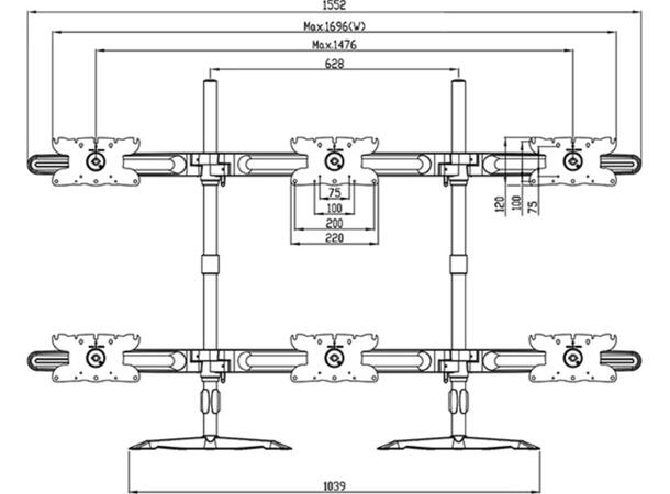 Multibrackets VESA Desktopmount Triple S tand 24''-32'' Expansion Kit 