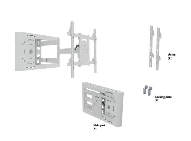 Multibrackets Veggfeste Flexarm STB Hvit,  400x400, 45Kg, 40-70" 