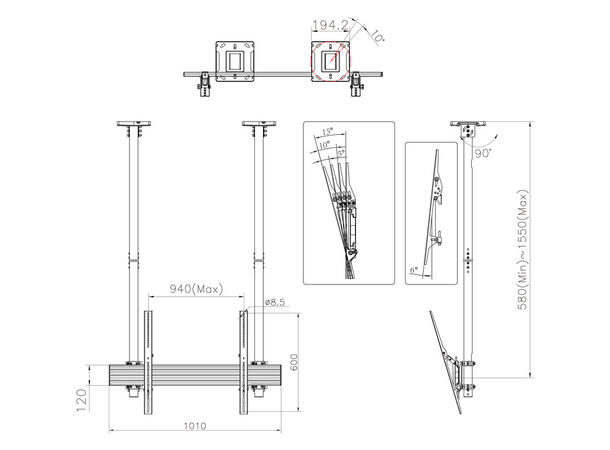 Multibrackets Ceiling Mount Pro MBC1USD 900 