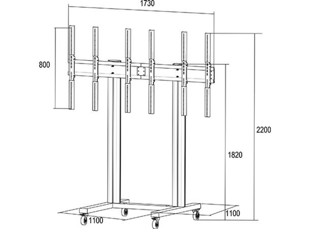 Multibrackets Gulvstativ 3 skjermer 40-55", 800x400, maks 160kg, Portrett 