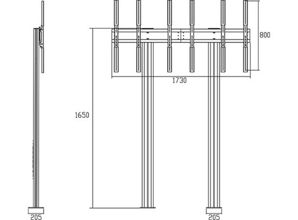 Multibrackets Gulvstativ 3 skjermer 40-55", 800x400, maks 160kg, Portrett 