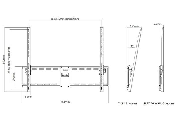 Multibrackets Universal Tilt Wallmount L arge Black 