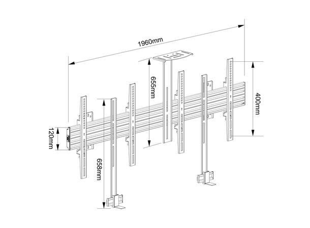 Multibrackets Veggfeste konferanse 2x65" 400x400, 60Kg, videokonferanse pakke 