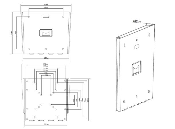 Multibrackets Veggfeste wallmount III Svart, 30Kg, 200x200 