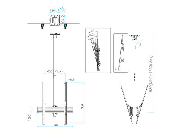 Multibrackets Ceiling Mount Pro MBC1UX2P HD 