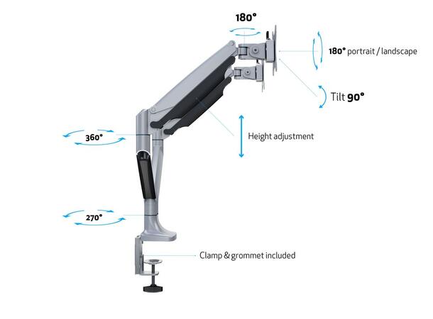 Multibrackets Deskmount Gas Spring Dual Silver 