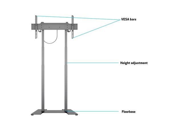 Multibrackets Gulvstativ motorisert 60Kg Svart, 600x400, 37-90" 