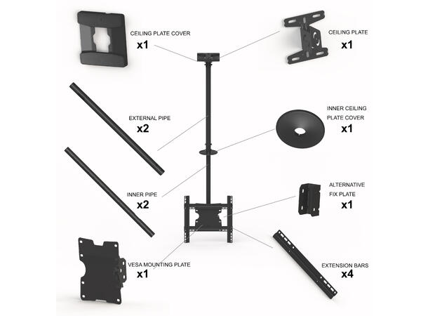 Multibrackets Public Ceilingmount Medium Single 3000 