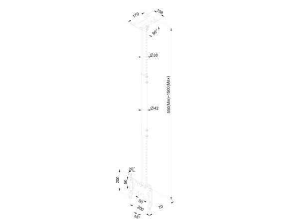 Multibrackets Public Ceilingmount Small Single White 1500 