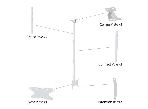 Multibrackets Takfeste Small Hvit, 200x200, 14 Kg, 55-150cm, 10-32" 