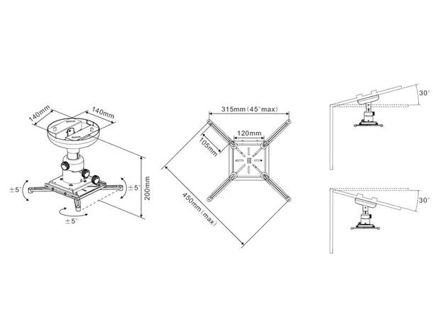 Multibrackets Universal Projector Ceilin g Mount 200 with Fine tune 