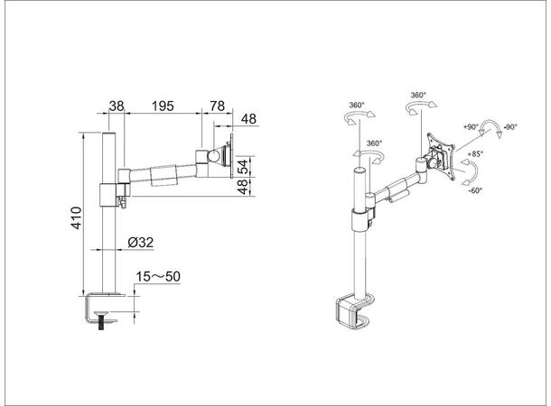 Multibrackets VESA Deskmount Officeline Single I Black 