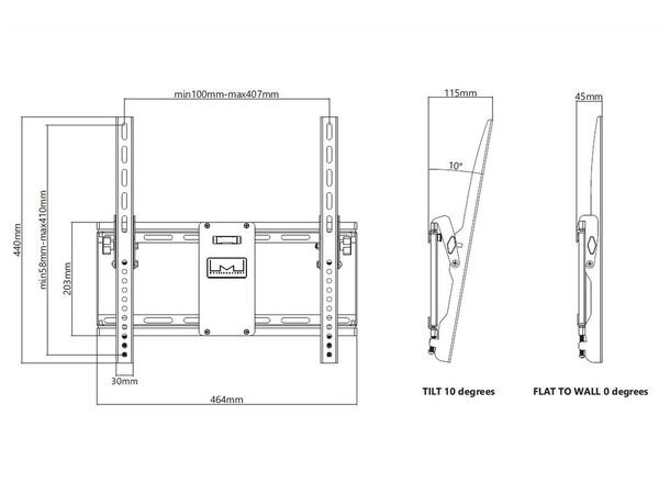 Multibrackets Veggfeste Medi Tilt, 32-65", 75kg 