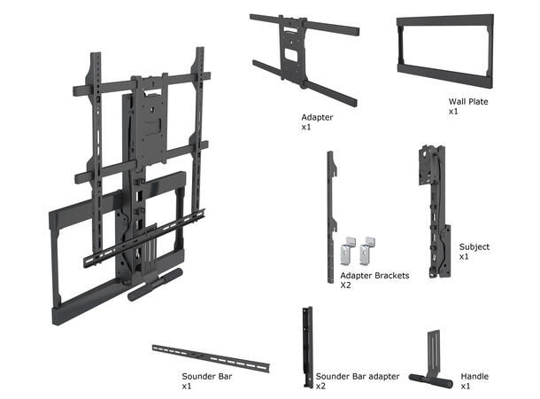 Multibrackets Veggfeste Pulldown Maks VESA 600x500, 25 Kg, 40-65" 