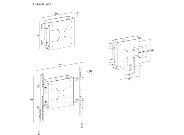 Multibrackets Veggfeste Signage Box Svart, 30Kg, 400x400, tilt, pc boks 