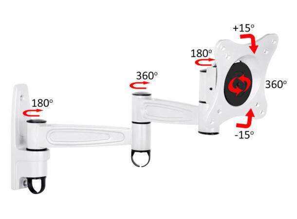 Multibrackets Veggfeste flexarm 360 III Hvit, VESA 75 100 200, 15Kg 