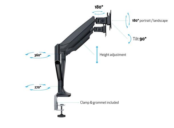 Multibrackets Deskmount Gas Spring Dual Black 