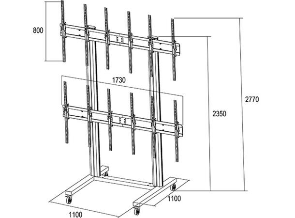 Multibrackets Gulvstativ 6 skjermer 40-55", 800x400, maks 240kg, Portrett 