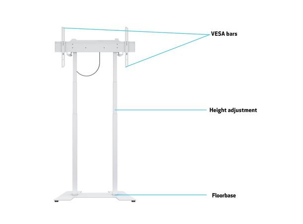 Multibrackets Gulvstativ motorisert 60Kg Hvit, 600x400, 37-90" 