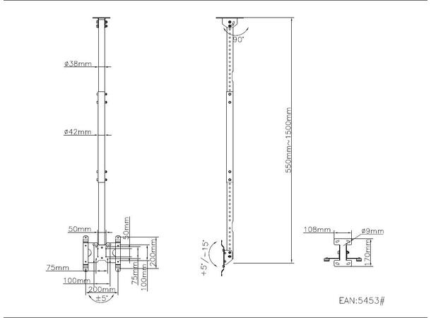 Multibrackets Public Ceilingmount Small Single Black 1500 