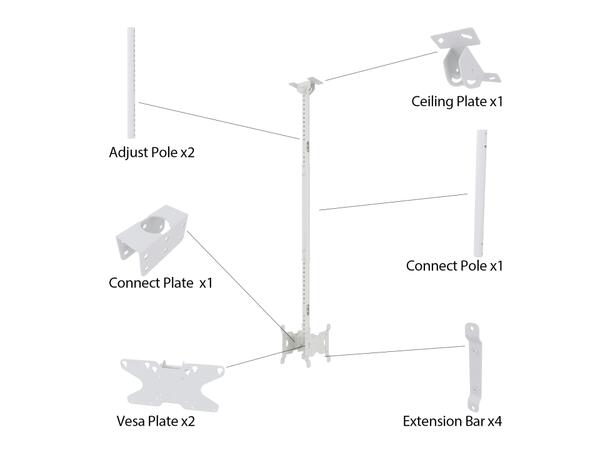 Multibrackets Public Ceilingmount Small Back to Back White 1500 