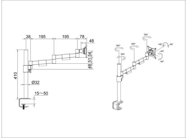 Multibrackets VESA Deskmount Officeline Single II White 