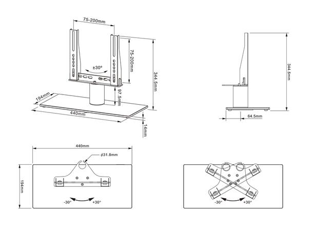 Multibrackets VESA Tablestand Turn X-Sma ll MAX 200x200 Black 