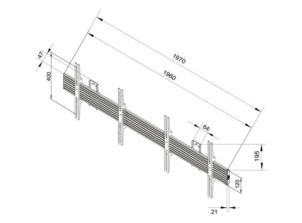 Multibrackets Veggfeste PRO MBW2U Fixed 70Kg pr skjerm,VESA 600x400, Sort,40-65" 