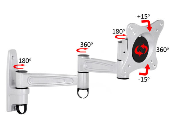 Multibrackets Veggfeste flexarm 360 III Sølv, VESA 75 100 200, 15Kg 