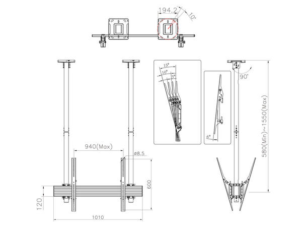 Multibrackets Ceiling Mount Pro MBC1UX2S D 900 