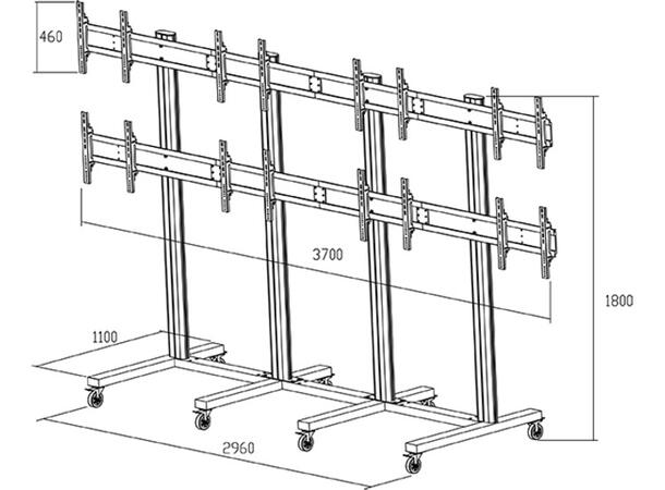 Multibrackets Gulvstativ  8 skjermer 40-55", 800x400, maks 320kg, 