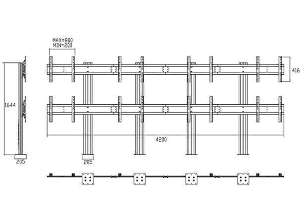 Multibrackets Gulvstativ  8 skjermer 40-55", 800x400, maks 320kg, 