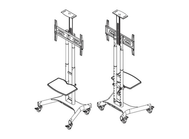 Multibrackets Gulvtralle Basic 150 Svart, 50kg, 600x400, 32-60",  ink hylle 