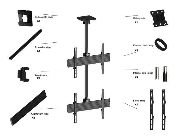 Multibrackets Pro takfeste MBC2U 600x400, 60 Kg, 58-315cm, 2 x 40-65" 