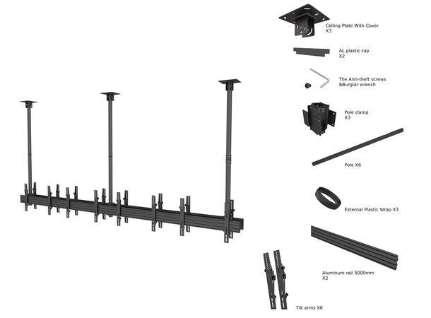 Multibrackets Pro takfeste MBC4X1U2 TÜV 600x400, 120 Kg, 58-315cm, 8 X 40-65" 