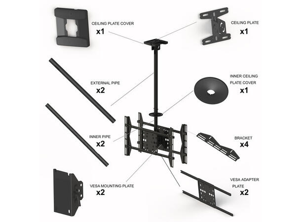 Multibrackets Public Ceilingmount Large Back to Back Black 3000 