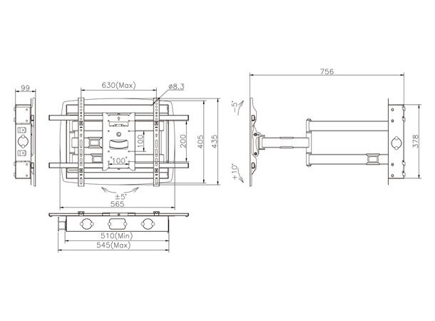 Multibrackets Recessed Full Motion Flexa rm 