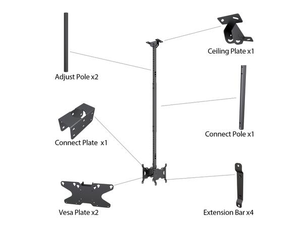 Multibrackets Takfeste Small B2B Svart, 200x200, 14 Kg, 55-150cm, 10-32" 