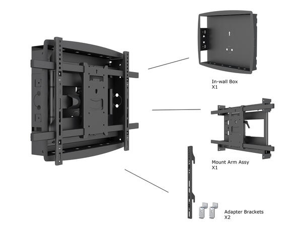 Multibrackets Veggfeste innebygget arm Svart, 600x400, 45Kg, 32-80" 