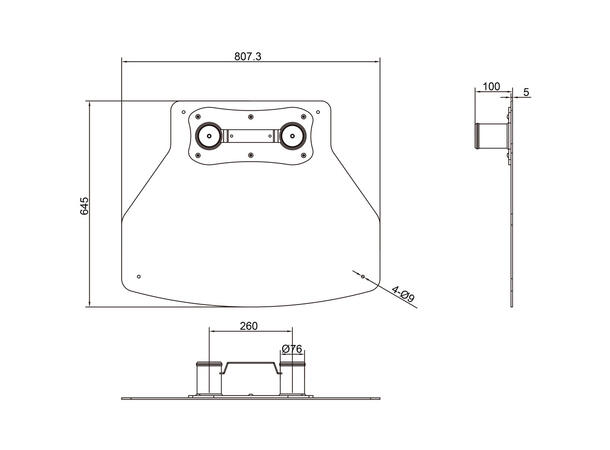 Multibrackets Basic 180 gulvplate Svart, tilbehør til Basic 180 tralle 