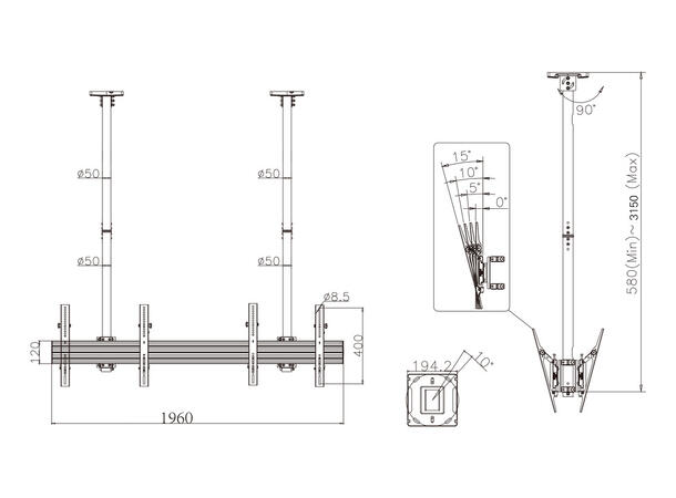 Multibrackets Ceiling Mount Pro MBC2X1U2 