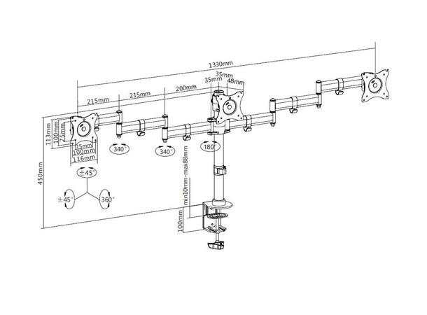 Multibrackets Deskmount Basic Triple 